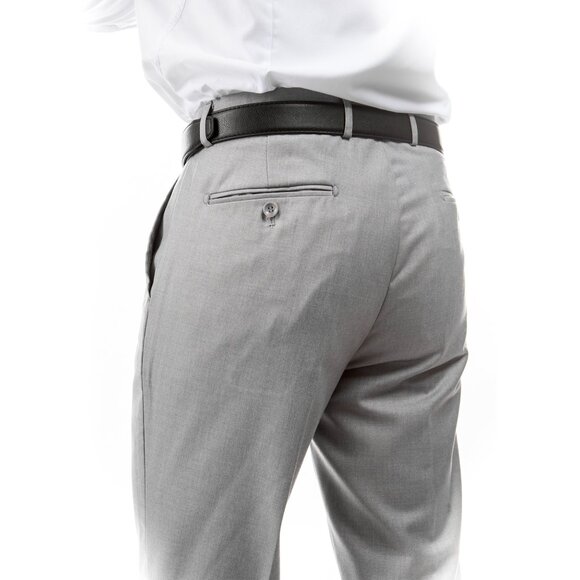 Azzuro Men's 3-Pack of Light Grey Dress Pants (Unhemmed/Open Bottom) - Picture 3 of 4